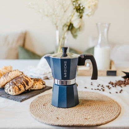 Milano Stovetop Espresso Maker Moka Pot 9 Espresso Cup, 15.2 Oz, Blue. Stove Top Coffee Maker Moka Italian Espresso Greca Coffee Maker Brewer Percolator