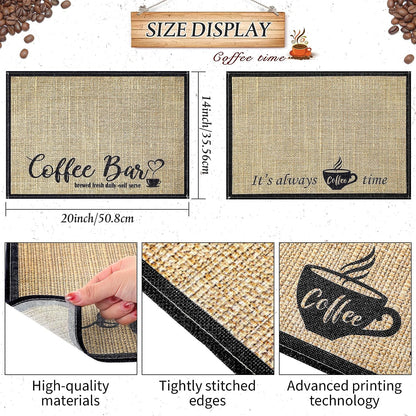 2 Pieces Coffee Bar Mat,Coffee Bar Accessories 20 X 14 Inch Coffee Bar Decoratio