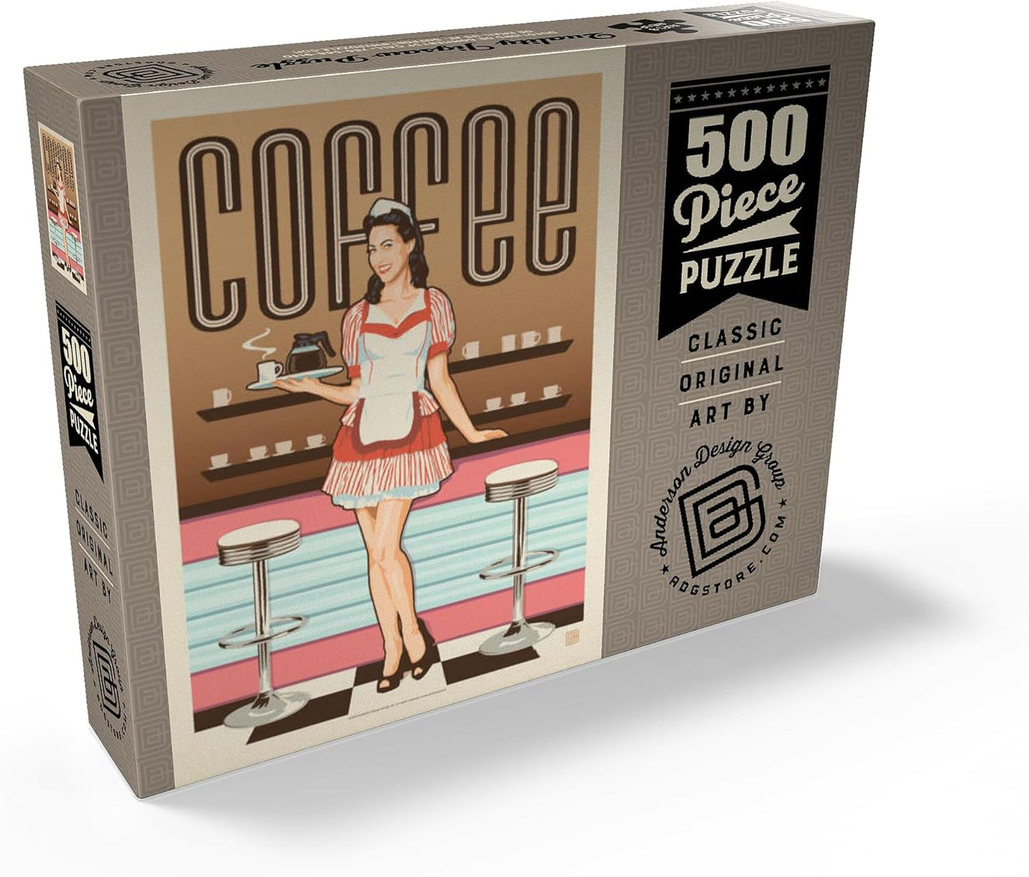 Mypuzzle Coffee: Classic American Diner, Vintage Poster - Premium 500/1000 Piece Jigsaw Puzzle for Adults