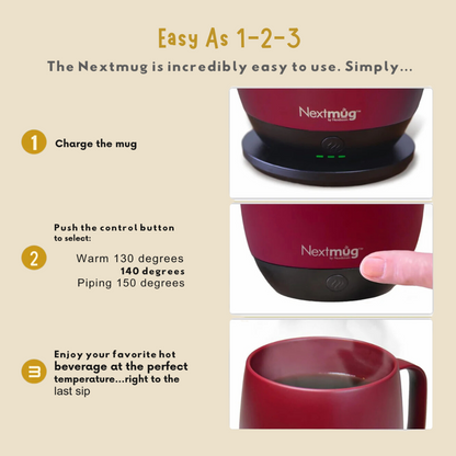 Nextmug - Temperature-Controlled, Self-Heating Coffee Mug