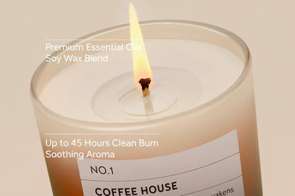Coffee House Scented Candle, 11Oz Aromatherapy Soy Wax Candles for Home Scented, Long Lasting, Relaxation & Stress Relief