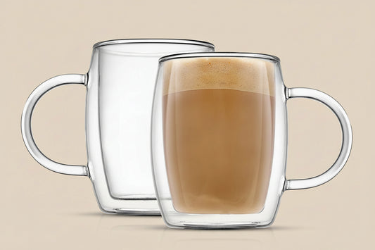 Double Wall Glasses 13.5-Ounce Insulated Mugs/Cups for Coffee  Set of 2