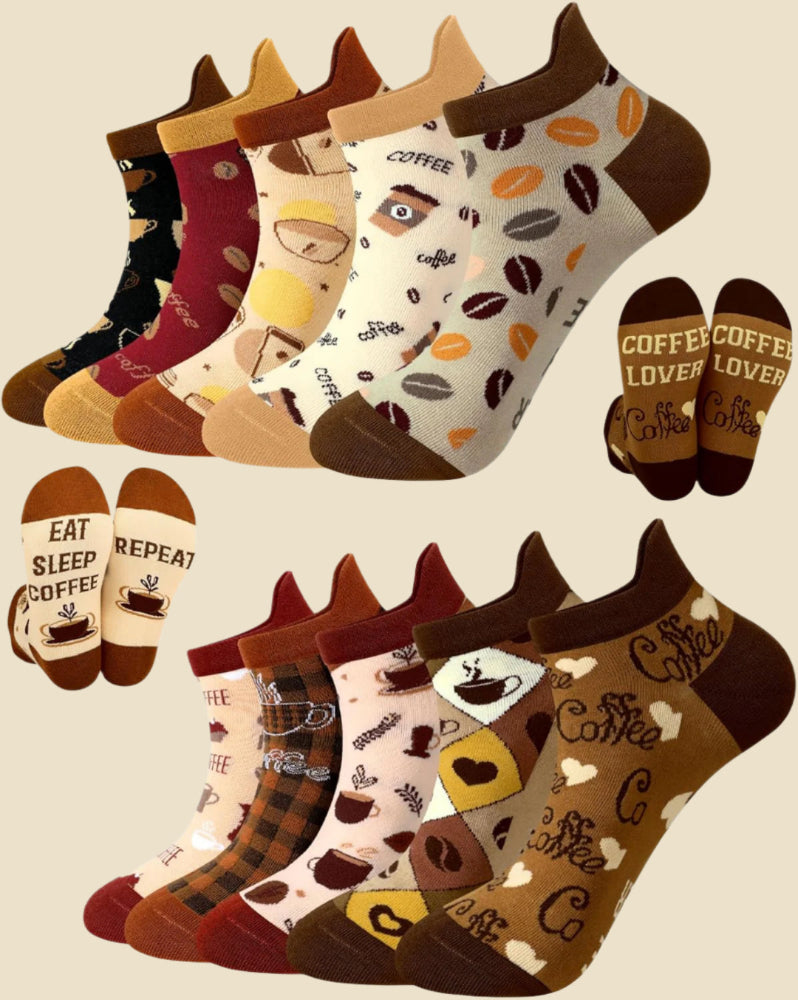 10 Pairs Coffee Socks for Women Coffee Ankle Socks Novelty Short Socks Coffee Lover Gifts for Women