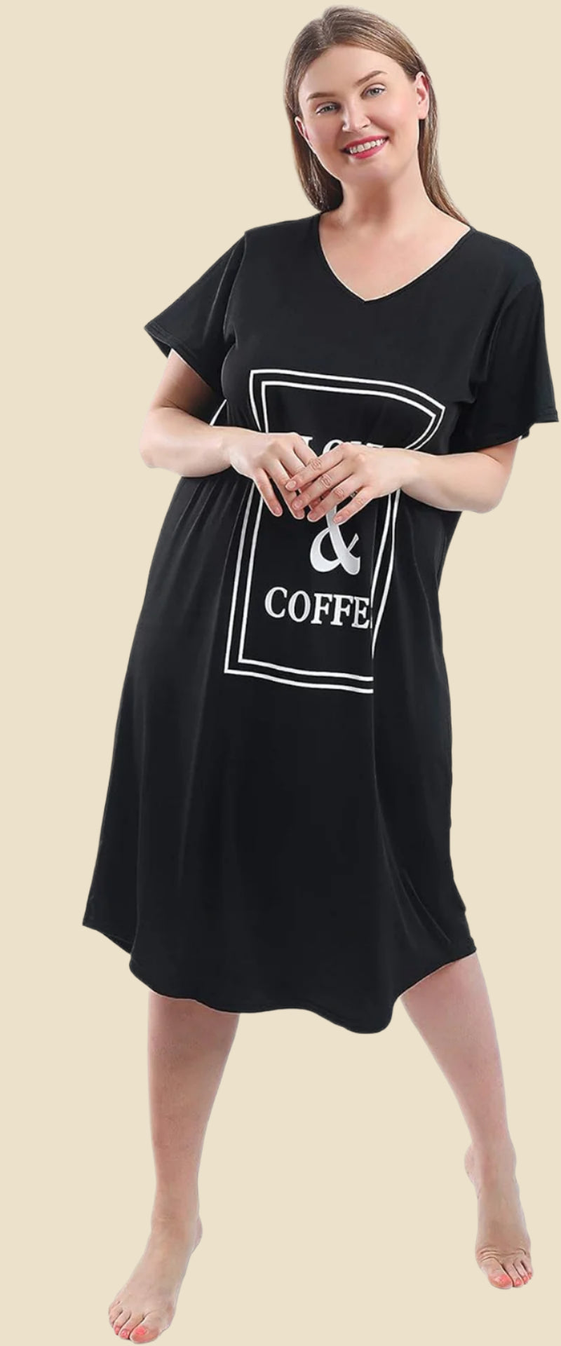 Plus Size Nightgowns for Women V Neck Short Sleeve Nightshirts Sleepwear