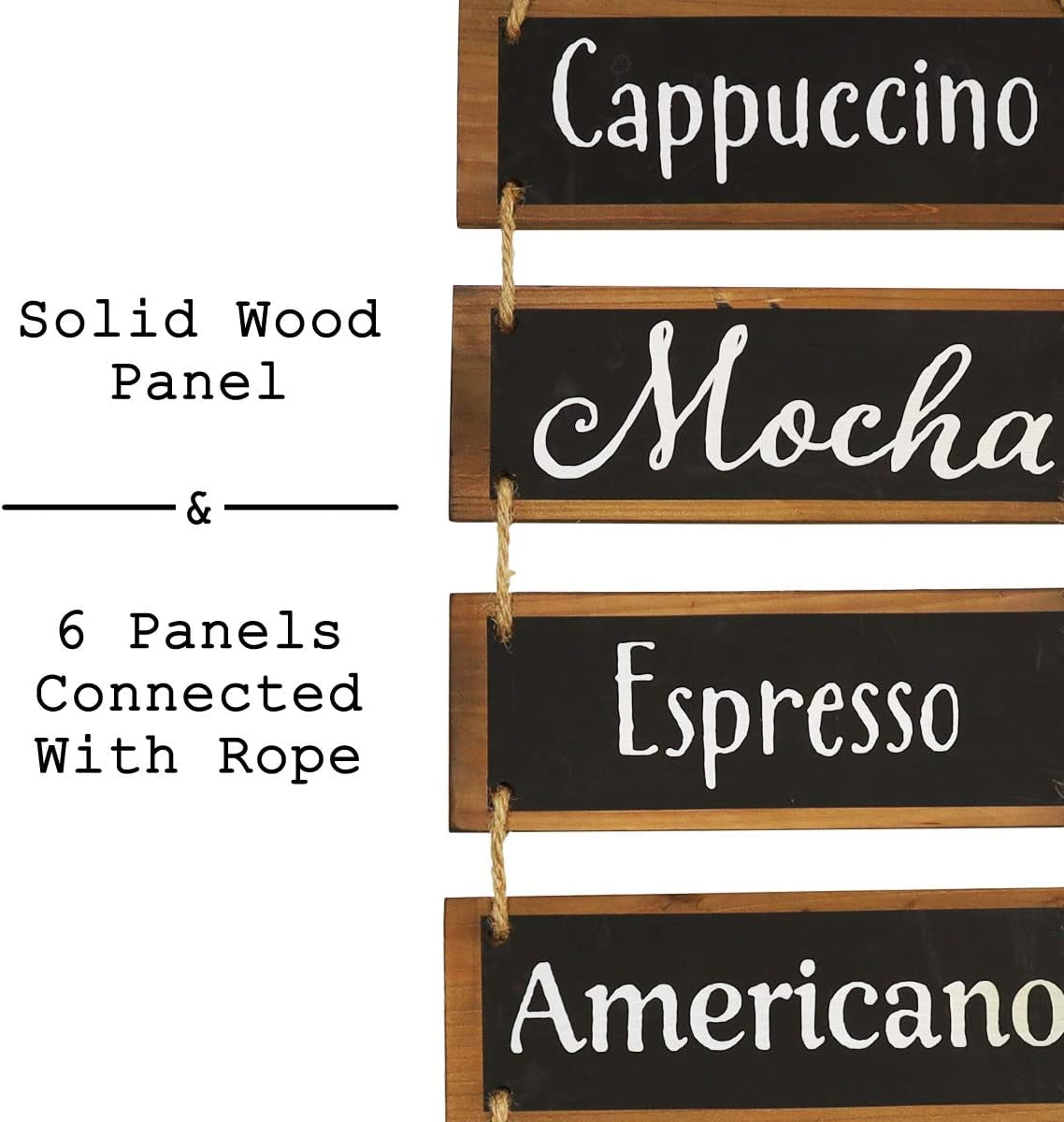 Coffee Bar Decor Coffee Sign Coffee Wall Decor, Farmhouse Kitchen Bathroom Living Room Bedroom Decor, Large Rustic Wooden Decor Hanging Wall Sign, Wall Hanging Decor (Black)
