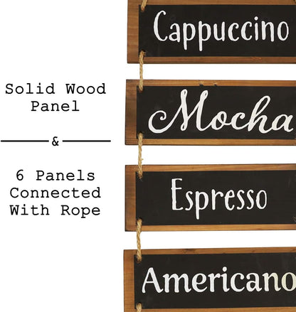Coffee Bar Decor Coffee Sign Coffee Wall Decor, Farmhouse Kitchen Bathroom Living Room Bedroom Decor, Large Rustic Wooden Decor Hanging Wall Sign, Wall Hanging Decor (Black)