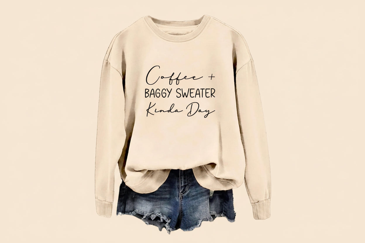 Coffee Sweatshirts for Women Coffee Baggy Sweater Crewneck Sweatshirt Lightweight Pullover Tops