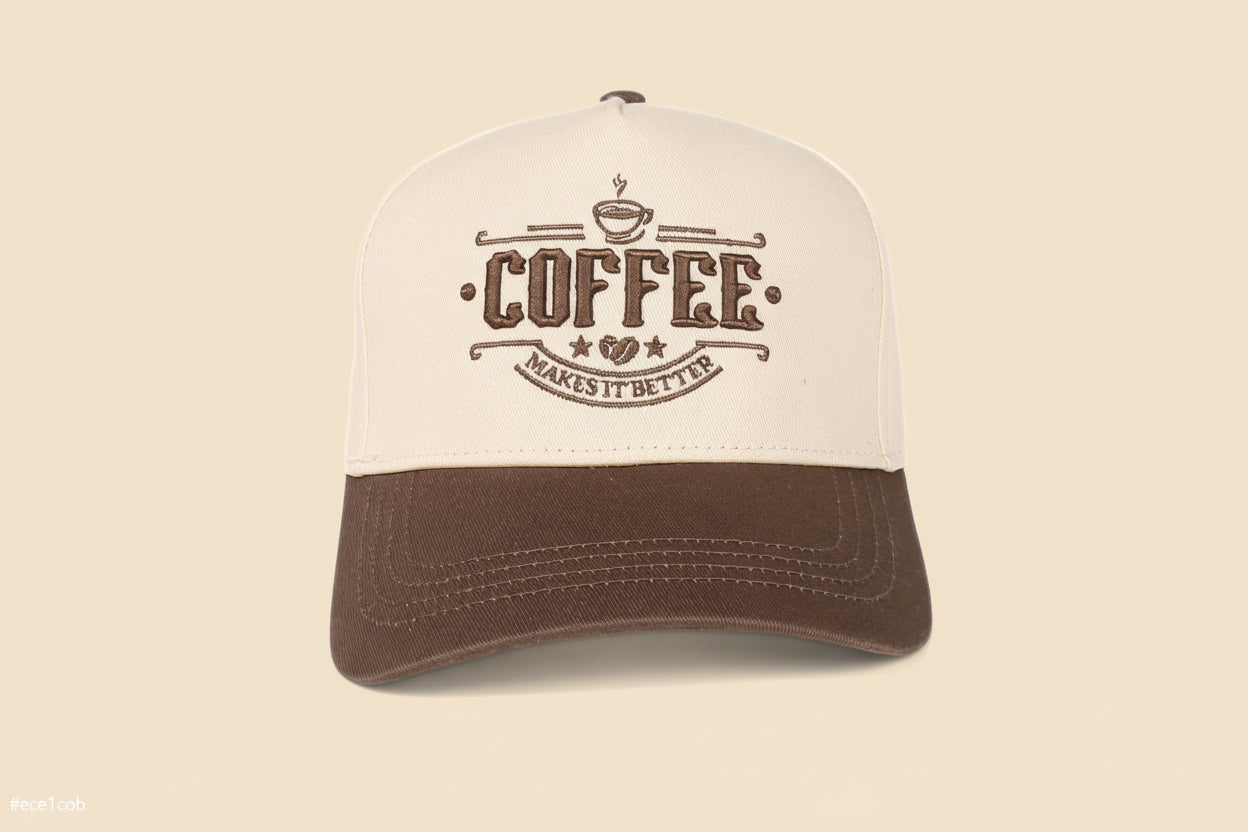 Cap Of Coffee,  Adjustable Embroidered Trucker Hat 