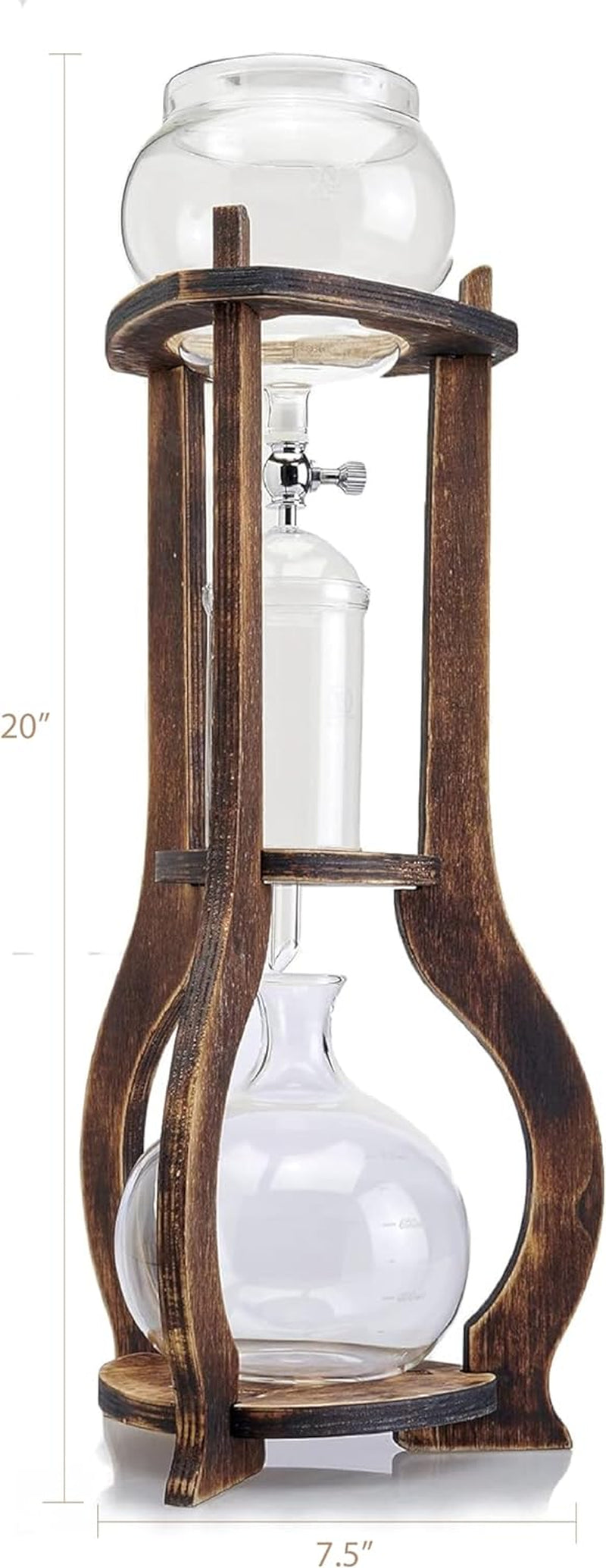 Iced Coffee Cold Brew Drip Tower Coffee Maker Wooden, 6-8 Cup