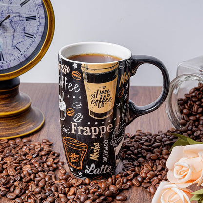Ceramic Travel Mug with Handle Ceramic Coffee Mug Ceramic Latte Teacup in Color Box 17 Oz, Splash Resistant Lid - to Go Tumbler for Car Cup Holder, Frappe