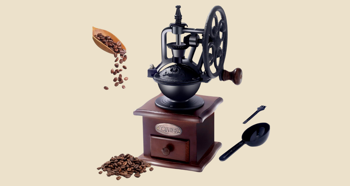 Vintage Wooden Manual Coffee Grinder - Antique Hand Mill for Decor & Use
