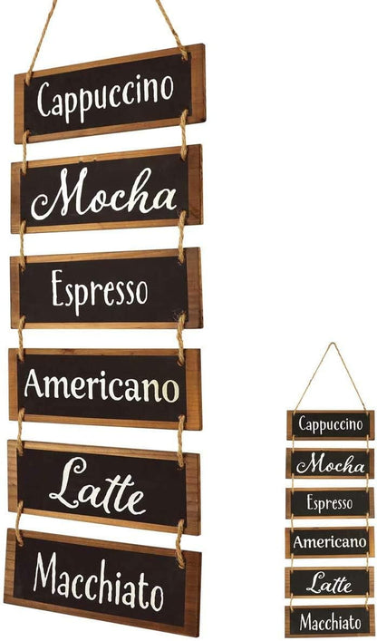 Coffee Bar Decor Coffee Sign Coffee Wall Decor, Farmhouse Kitchen Bathroom Living Room Bedroom Decor, Large Rustic Wooden Decor Hanging Wall Sign, Wall Hanging Decor (Black)