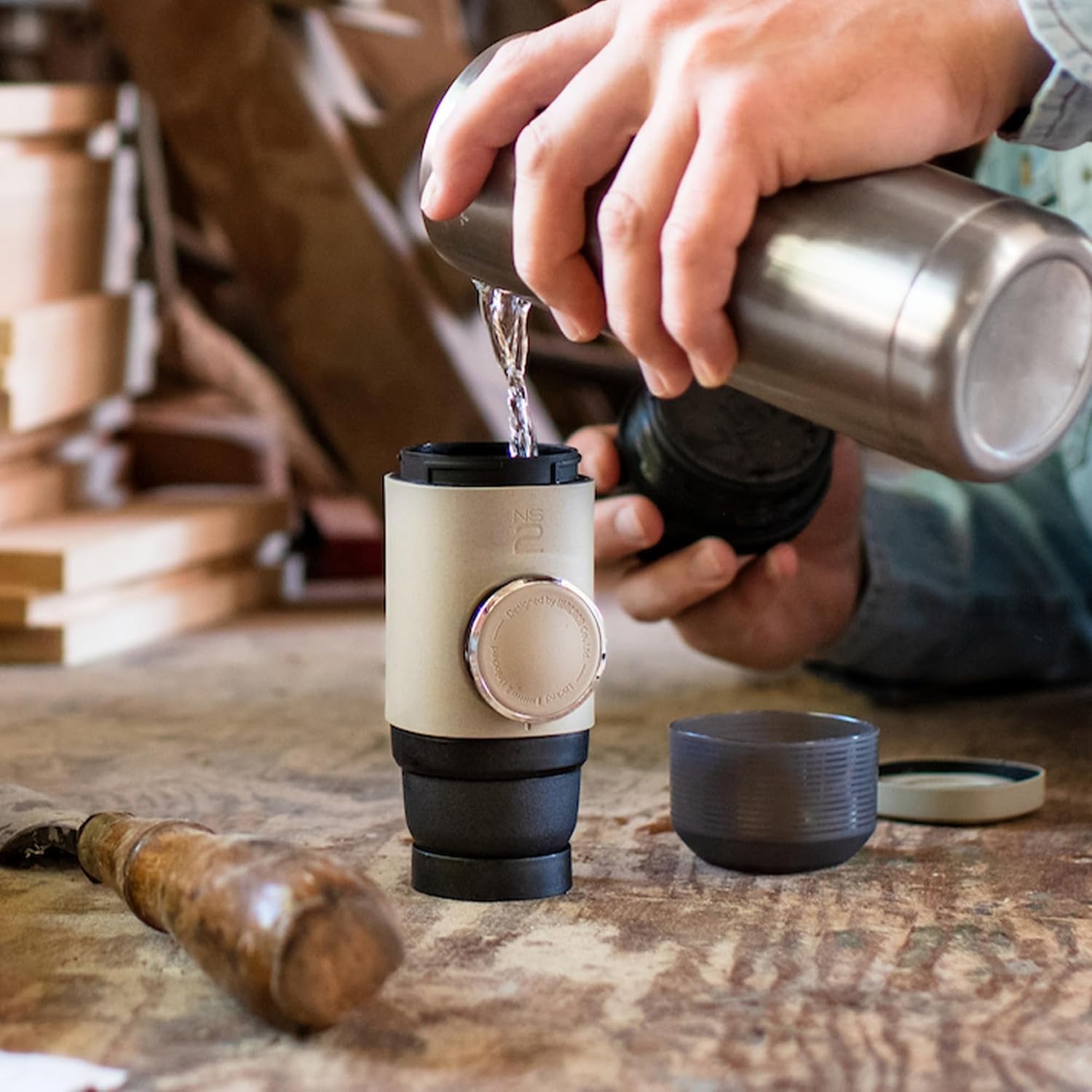 Minipresso NS2, Portable Espresso Maker Compatible with NS Original Capsules and Compatibles, Manually Operated, 18 Bar Small Handheld Coffee Machine for Travel, Camping