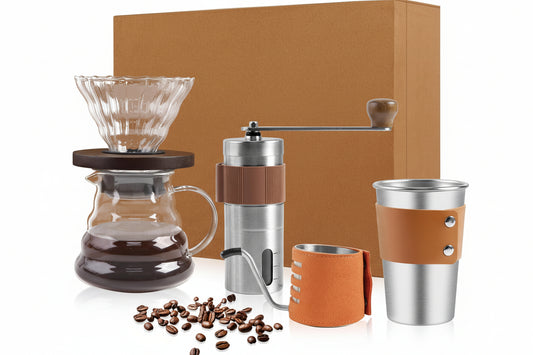  Coffee Maker Set - 4 Piece Kit Includes Gooseneck Kettle, Removable Coffee Mill Grinder, 500ML Cup & Coffee Dripper Brewer with Lid, Perfect for Home Brewing and Travel