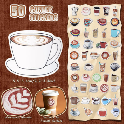 57 Pcs Coffee Themed Gifts for Coffee Lovers Aesthetic Coffee Stationery Set Includes 6 Pcs Black Ink Coffee Pens Sticky Note 50 Pcs Stickers Cute Coffee Stuff for Office School Supplies