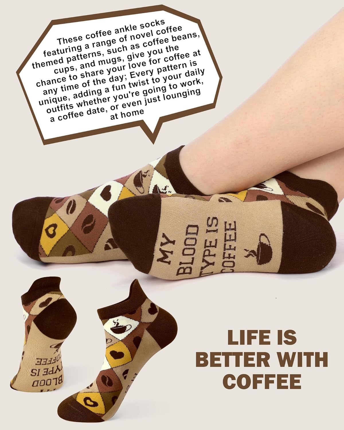 10 Pairs Coffee Socks for Women Coffee Ankle Socks Novelty Short Socks Coffee Lover Gifts for Women