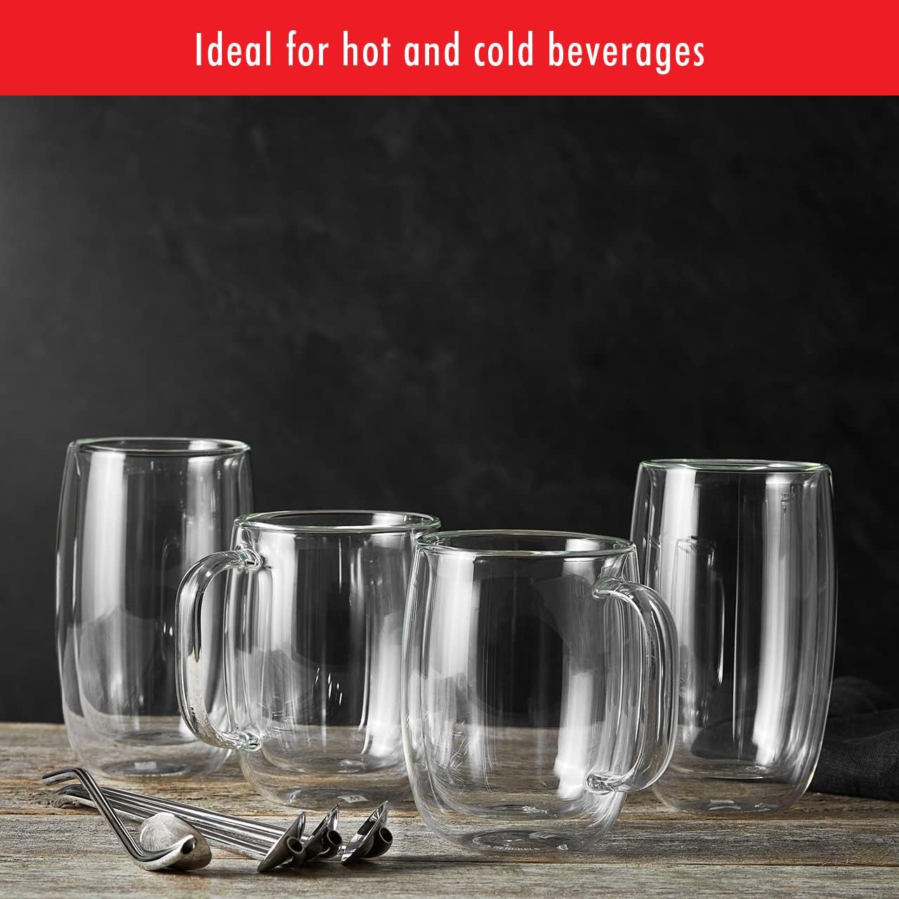 J.A. Henckels Coffee Mug 2 Piece, Clear