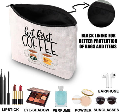 Luke'S Coffee Makeup Bag Central Perk Gifts Luke'S Diner Gifts but First Coffee Central Perk Coffee Gifts Coffee Zipper Pouch (First Coffee Mb)