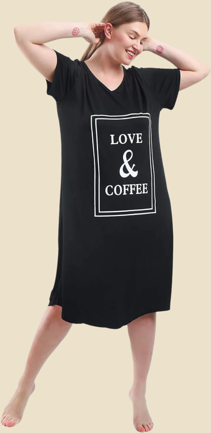 Plus Size Nightgowns for Women V Neck Short Sleeve Nightshirts Sleepwear