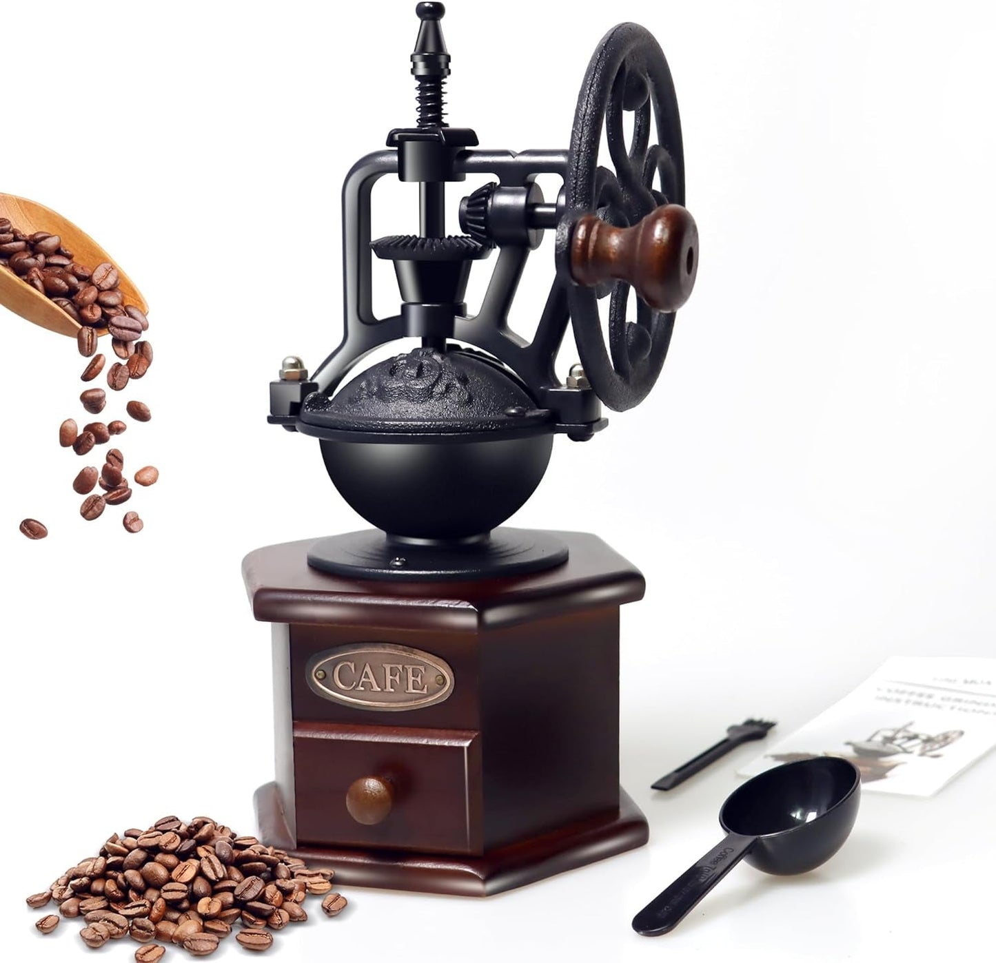 Vintage Wooden Manual Coffee Grinder - Antique Hand Mill for Decor & Use