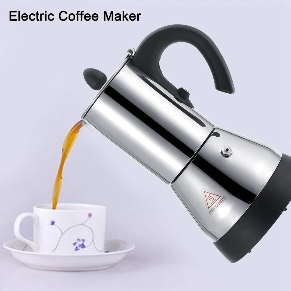 Electric Coffee Maker, Stainless Steel Espresso and Cappuccino Machine Stainless Steel Mocha Pot Coffee Maker (300Ml)
