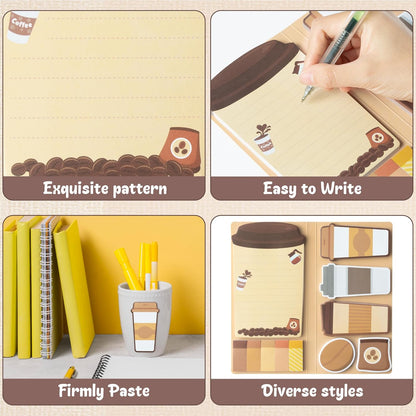 Sticky Notes Set - I Just Really like Coffee Self-Stick Notes Pad, 550 Sheets Writing Memo Pages 