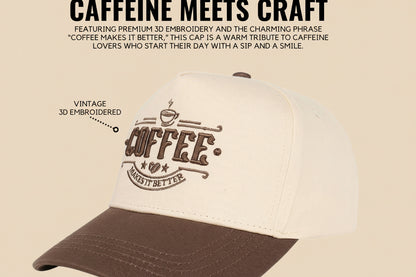 Cap Of Coffee,  Adjustable Embroidered Trucker Hat 