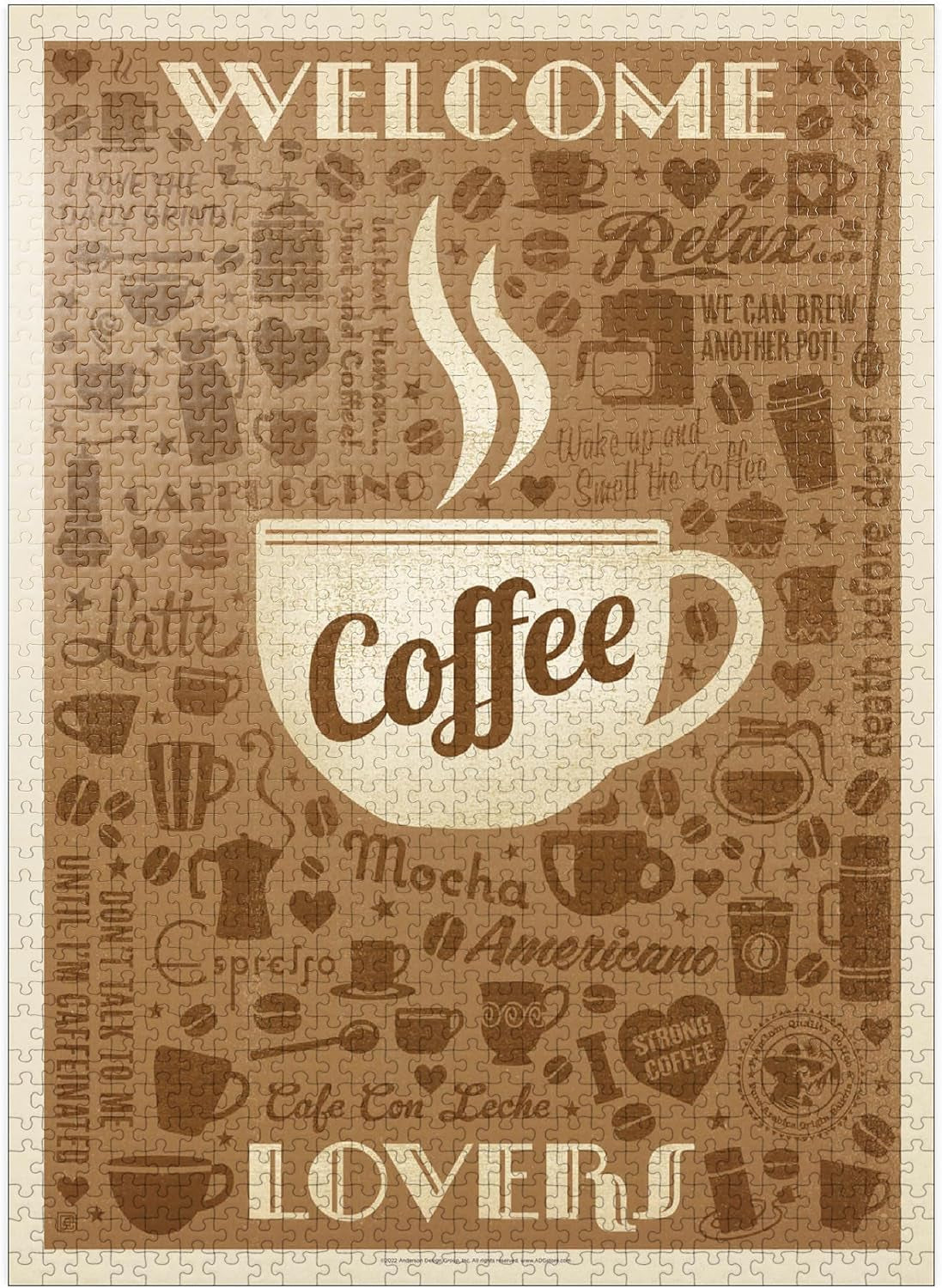 Mypuzzle Coffee Pattern Print, Vintage Poster - Premium 500 Piece Jigsaw Puzzle for Adults