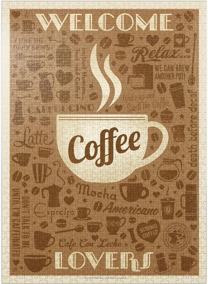 Mypuzzle Coffee Pattern Print, Vintage Poster - Premium 500 Piece Jigsaw Puzzle for Adults