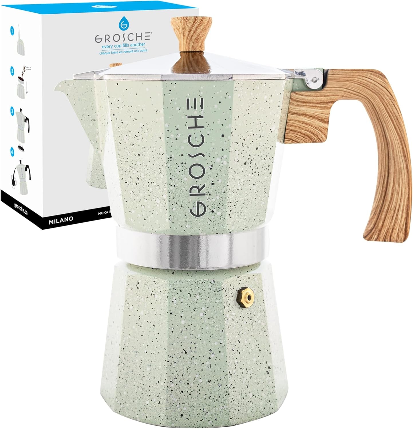 Milano Stovetop Espresso Maker Moka Pot 9 Espresso Cup, 15.2 Oz, Blue. Stove Top Coffee Maker Moka Italian Espresso Greca Coffee Maker Brewer Percolator