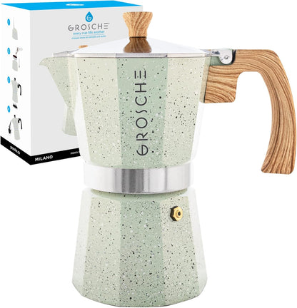 Milano Stovetop Espresso Maker Moka Pot 9 Espresso Cup, 15.2 Oz, Blue. Stove Top Coffee Maker Moka Italian Espresso Greca Coffee Maker Brewer Percolator