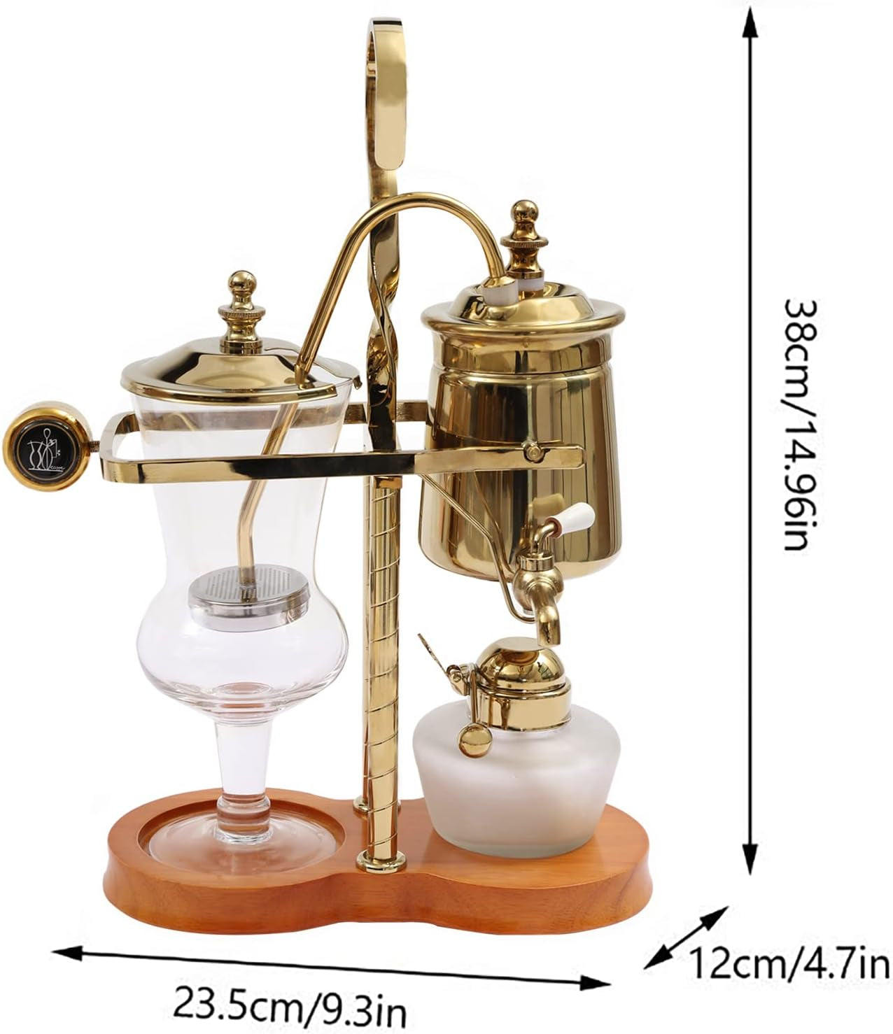 Vintage Siphon/Syphon Coffee Maker Belgian Belgium Coffee Brewer Tea Maker 400Ml/ 15Oz - Gold