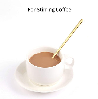4 PCS 6.7 Inches Coffee Spoons, Stirring Spoons, Tea Spoons Long Handle, Gold Teaspoons, Gold Spoons, Ice Tea Spoons, Long Spoons for Stirring, Gold Espresso Spoons Stainless Steel
