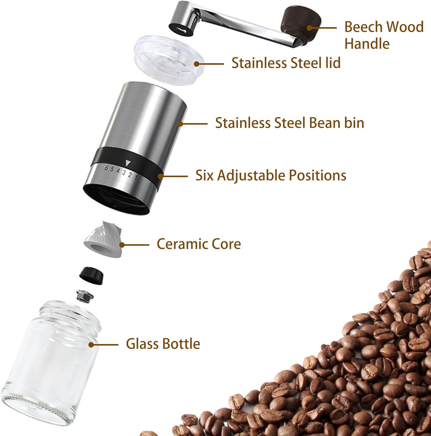 Outdoor Travel Coffee Gift Set with Goose Neck Kettle Digital Scale Walled Glass Mug Glass Server Manual Grinder Glass Dipper 100 Pcs Paper Filter and Scope for Drip