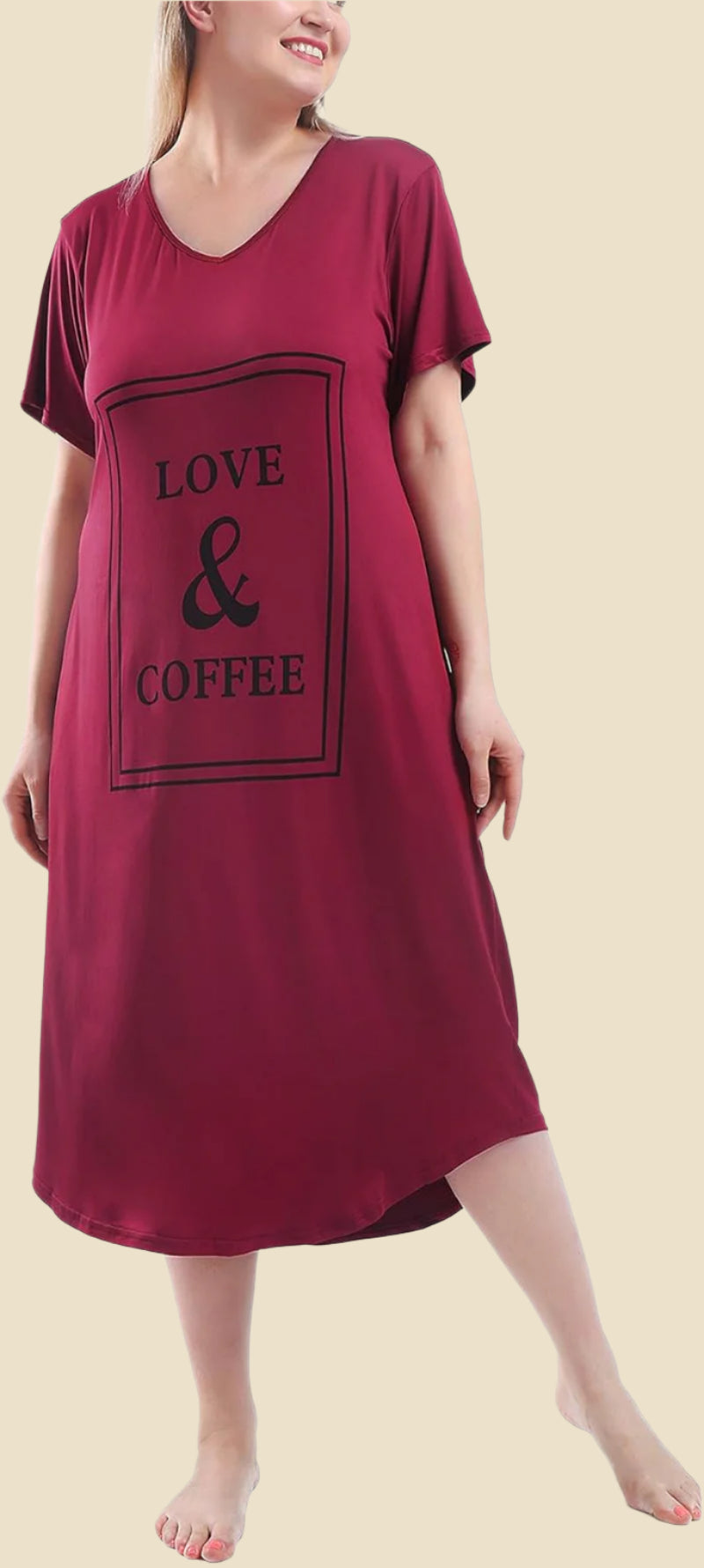 Plus Size Nightgowns for Women V Neck Short Sleeve Nightshirts Sleepwear