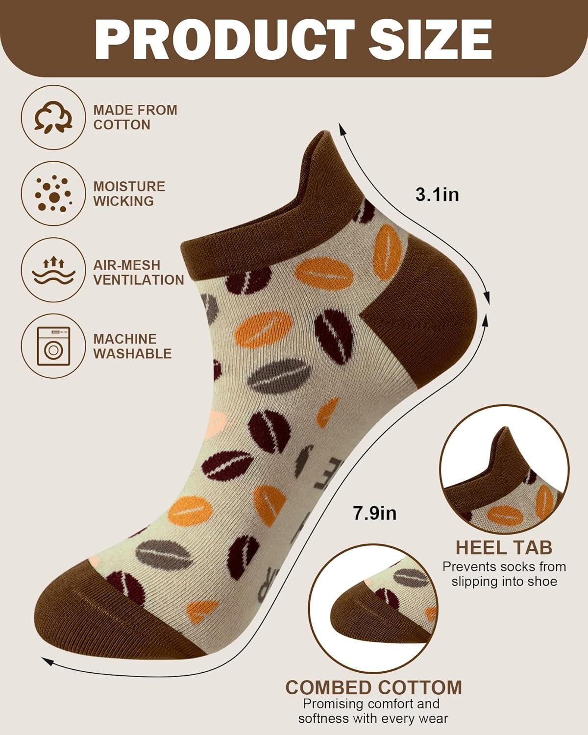 10 Pairs Coffee Socks for Women Coffee Ankle Socks Novelty Short Socks Coffee Lover Gifts for Women