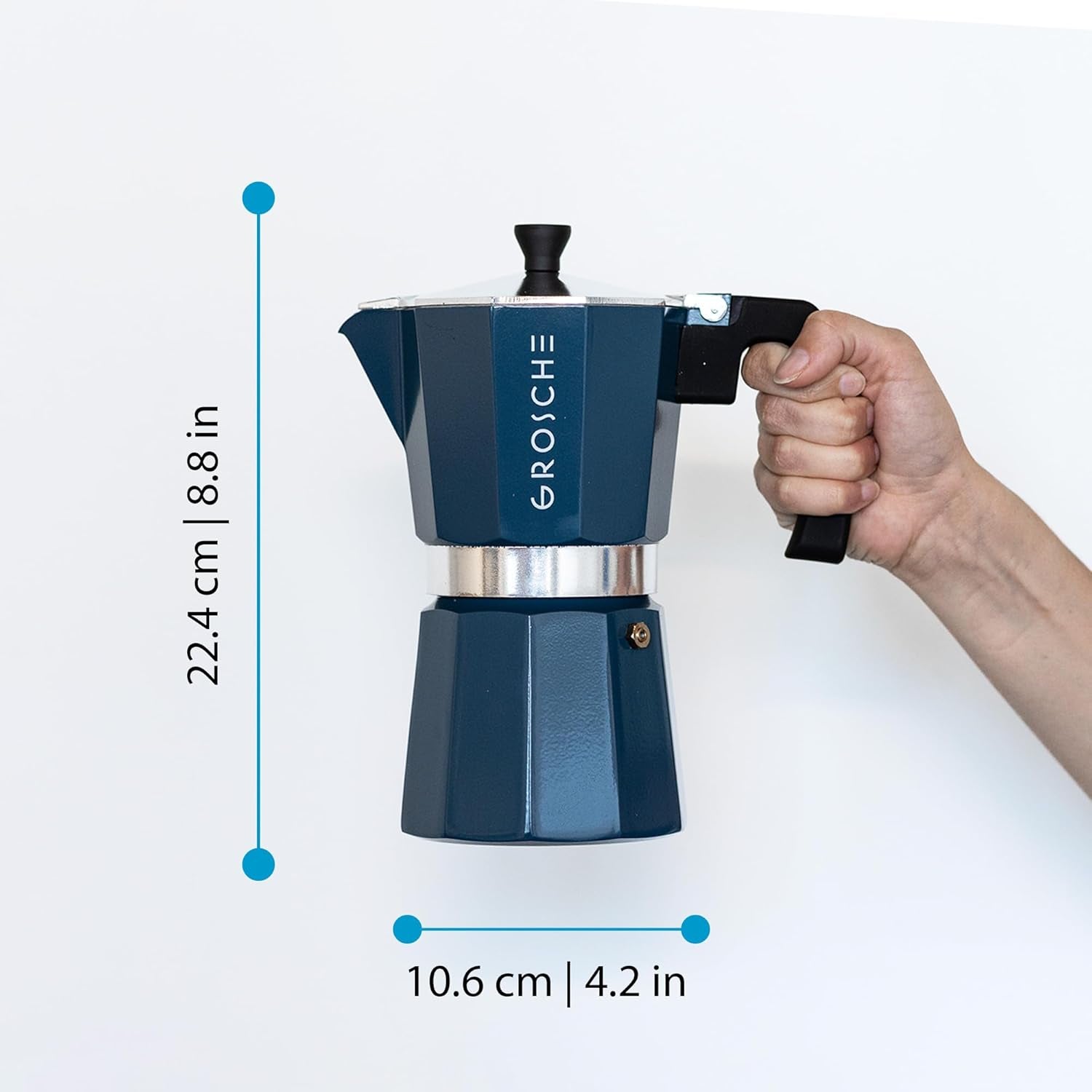 Milano Stovetop Espresso Maker Moka Pot 9 Espresso Cup, 15.2 Oz, Blue. Stove Top Coffee Maker Moka Italian Espresso Greca Coffee Maker Brewer Percolator