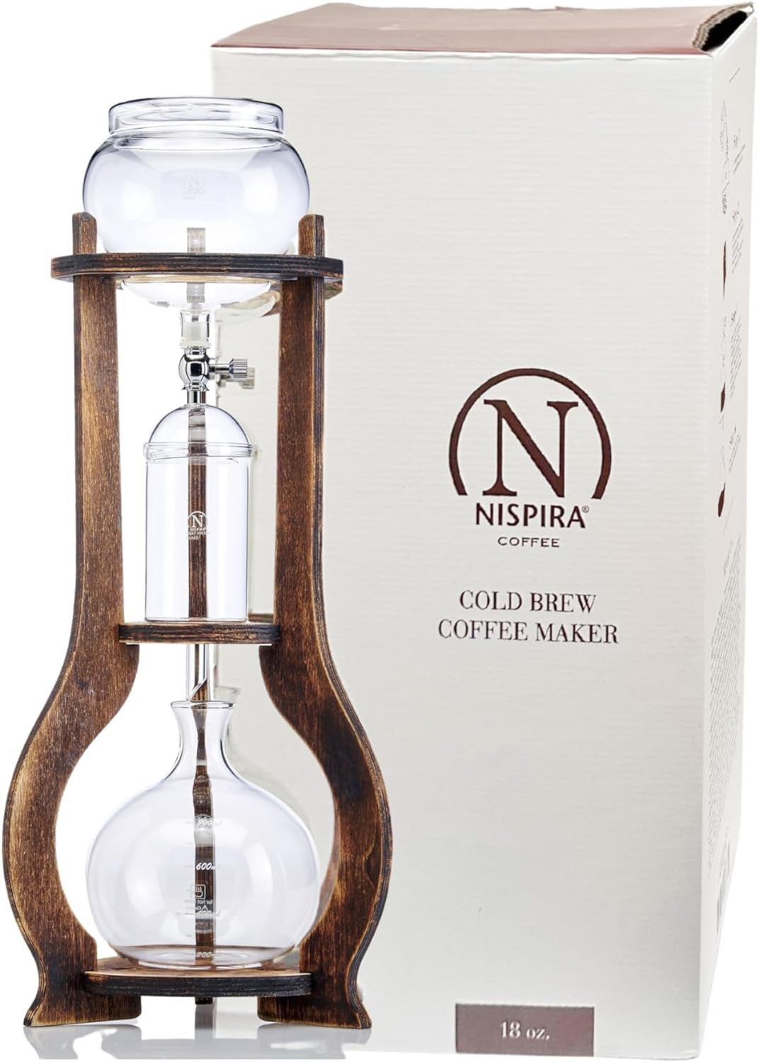 Iced Coffee Cold Brew Drip Tower Coffee Maker Wooden, 6-8 Cup