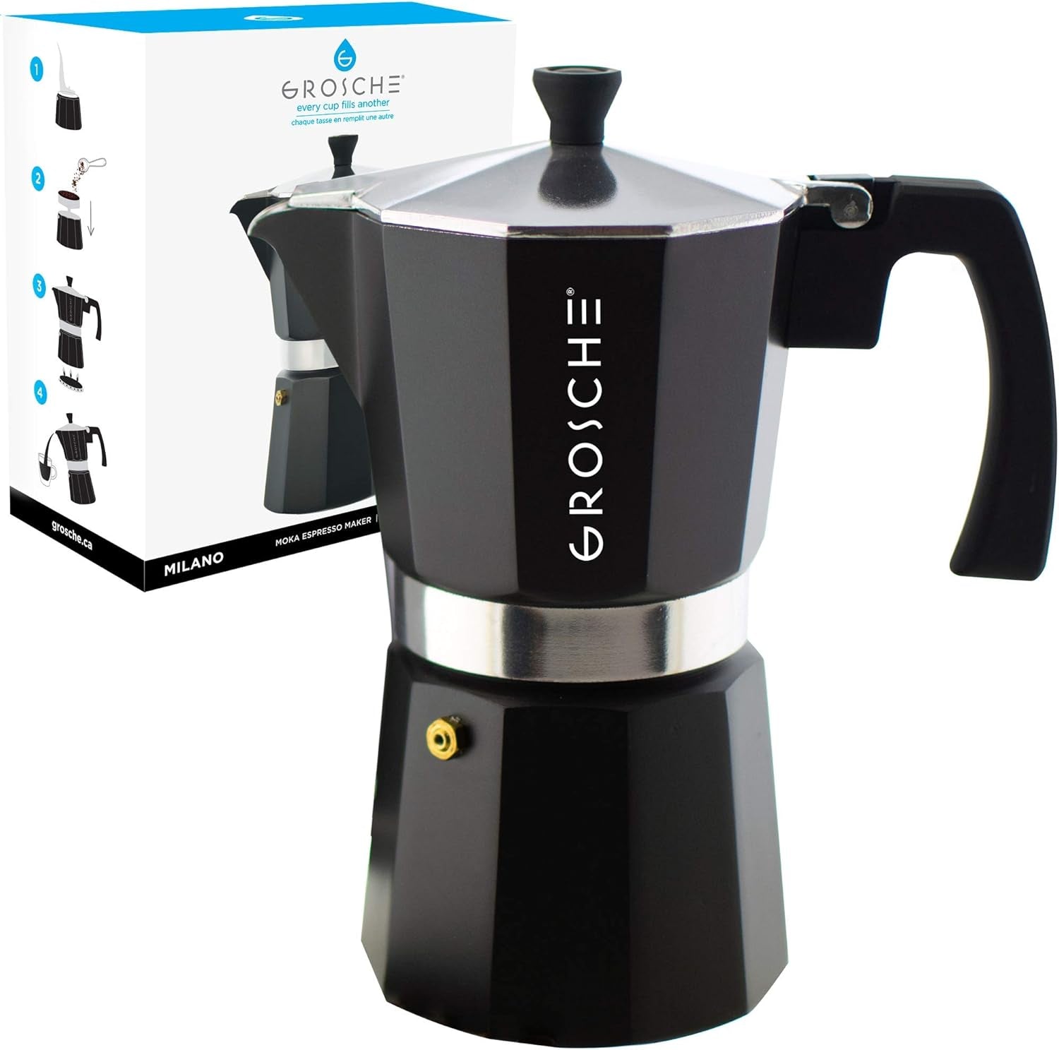 Milano Stovetop Espresso Maker Moka Pot 9 Espresso Cup, 15.2 Oz, Blue. Stove Top Coffee Maker Moka Italian Espresso Greca Coffee Maker Brewer Percolator