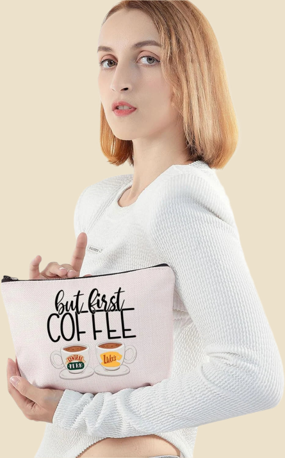 Luke'S Coffee Makeup Bag Central Perk Gifts Luke'S Diner Gifts but First Coffee Central Perk Coffee Gifts Coffee Zipper Pouch (First Coffee Mb)