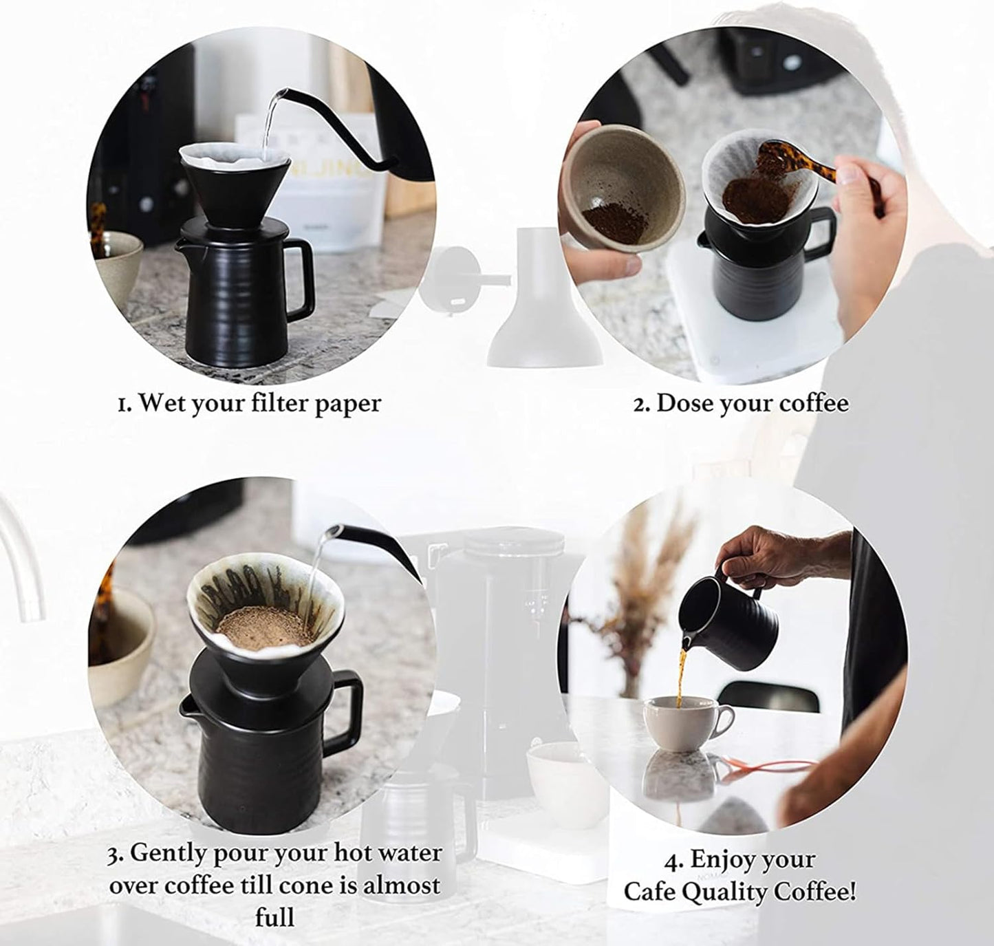Pour over Coffee Maker Set All in 1 Coffee Kits- 304 Stainless Steel Kettle with Thermometer Coffee Grinder Coffee Dripper & Server of Portable Travel Bag for Outdoor Camping
