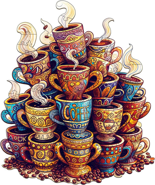 Coffee Dream Wood Puzzles Adult -  Wooden Jigsaw Puzzles for Adults -  Gifts for Puzzle Lovers, Family (11.4 * 9.6In - 200 Pieces)