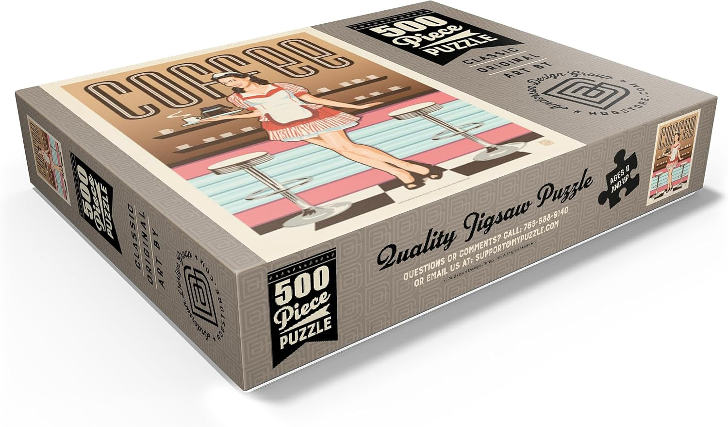 Mypuzzle Coffee: Classic American Diner, Vintage Poster - Premium 500/1000 Piece Jigsaw Puzzle for Adults