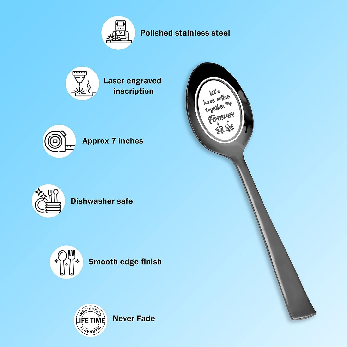 ® Let'S Have Coffee Together Forever Spoon - (Black) - Love Gifts - Valentines Day Gift - Gift for Her - Gift for Him - Christmas Gift - Wife Gift from Husband - Husband Gift from Wife