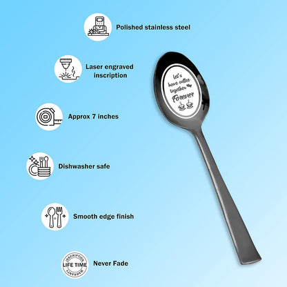 ® Let'S Have Coffee Together Forever Spoon - (Black) - Love Gifts - Valentines Day Gift - Gift for Her - Gift for Him - Christmas Gift - Wife Gift from Husband - Husband Gift from Wife
