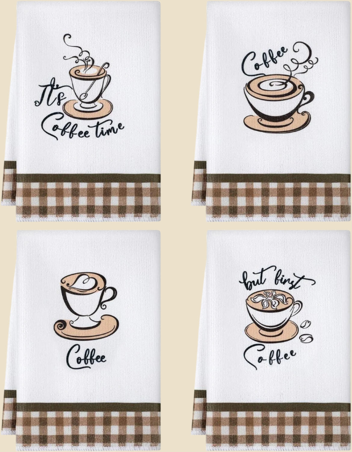 4 Pieces Kitchen Towels, Coffee Kitchen Hand Towels, Dish Towels, Absorbent Decorative Dish Cloths, for Farmhouse Housewarming (Mainly Black,Truck Style)