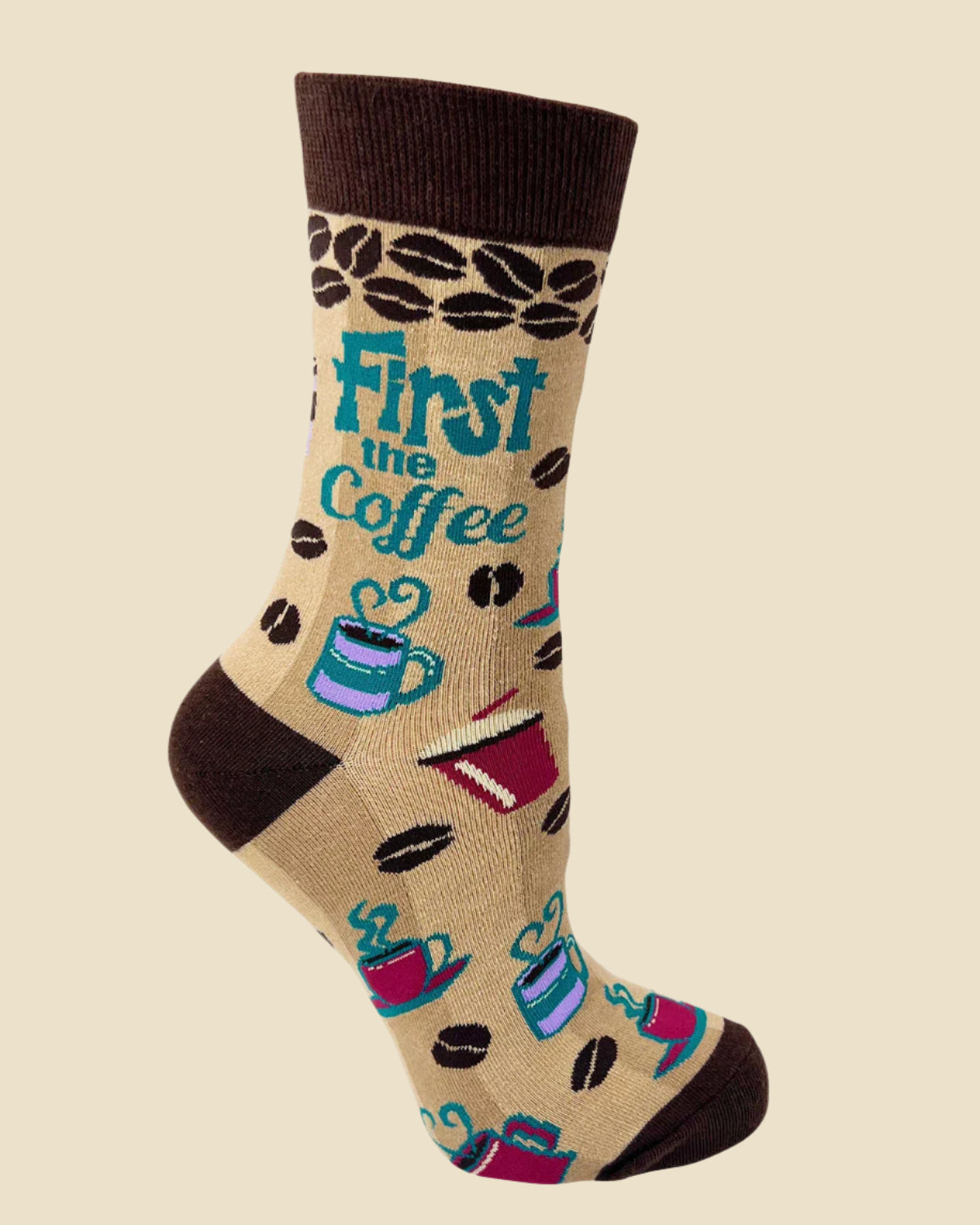 First the Coffee Then the Things Women'S Crew Socks | Coffee Lovers Gift | Coffee Gift for Her | Cute Fun Socks | Funny Saying Socks