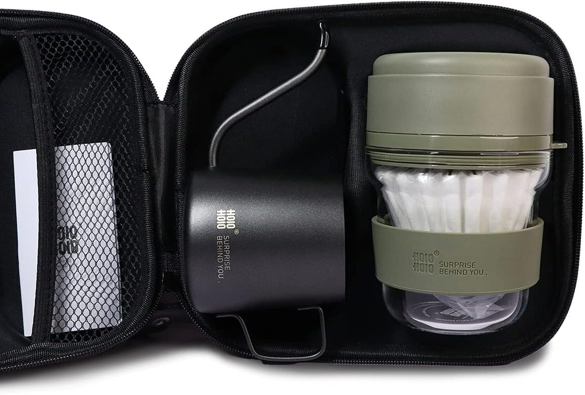 Portable Espresso Machine, Compatible Ground Coffee, Hand Coffee Maker, Travel Gadgets, Manually Operated, Perfect for Camping, Hiking, 300ML (Green)