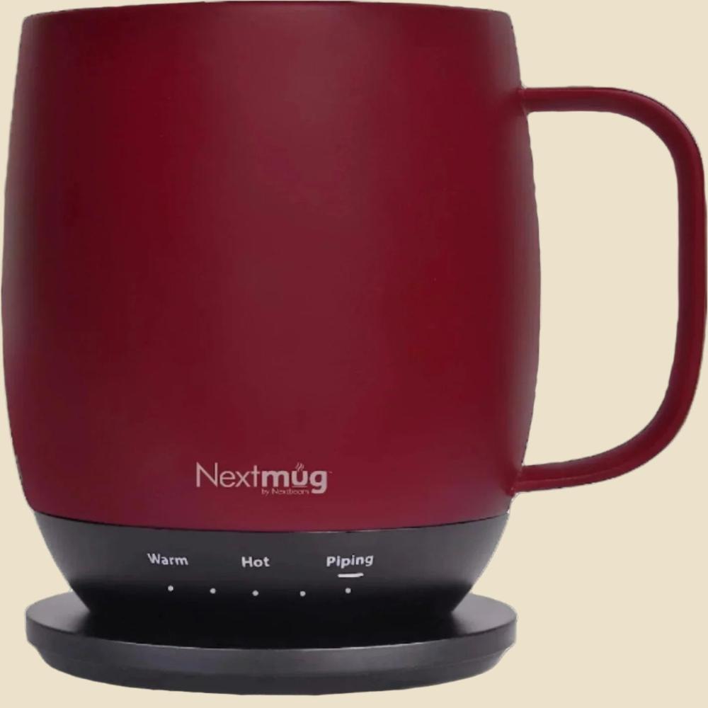 Nextmug - Temperature-Controlled, Self-Heating Coffee Mug (Burgundy - 14 Oz.)