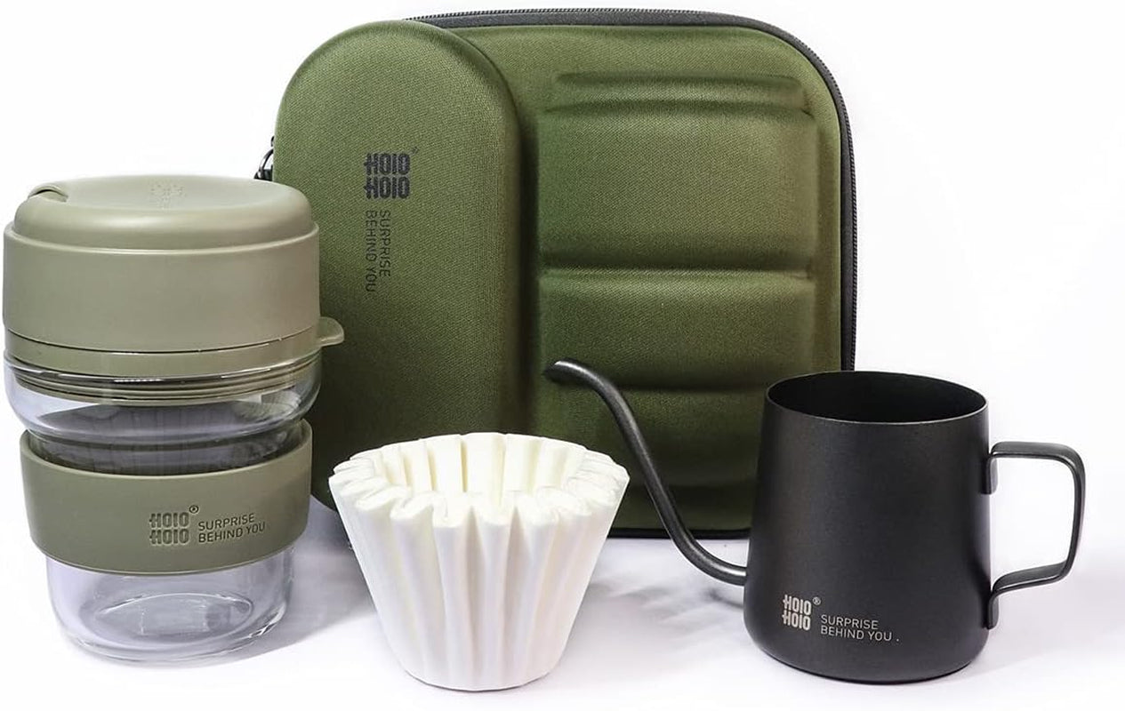 Portable Espresso Machine, Compatible Ground Coffee, Hand Coffee Maker, Travel Gadgets, Manually Operated, Perfect for Camping, Hiking, 300ML (Green)